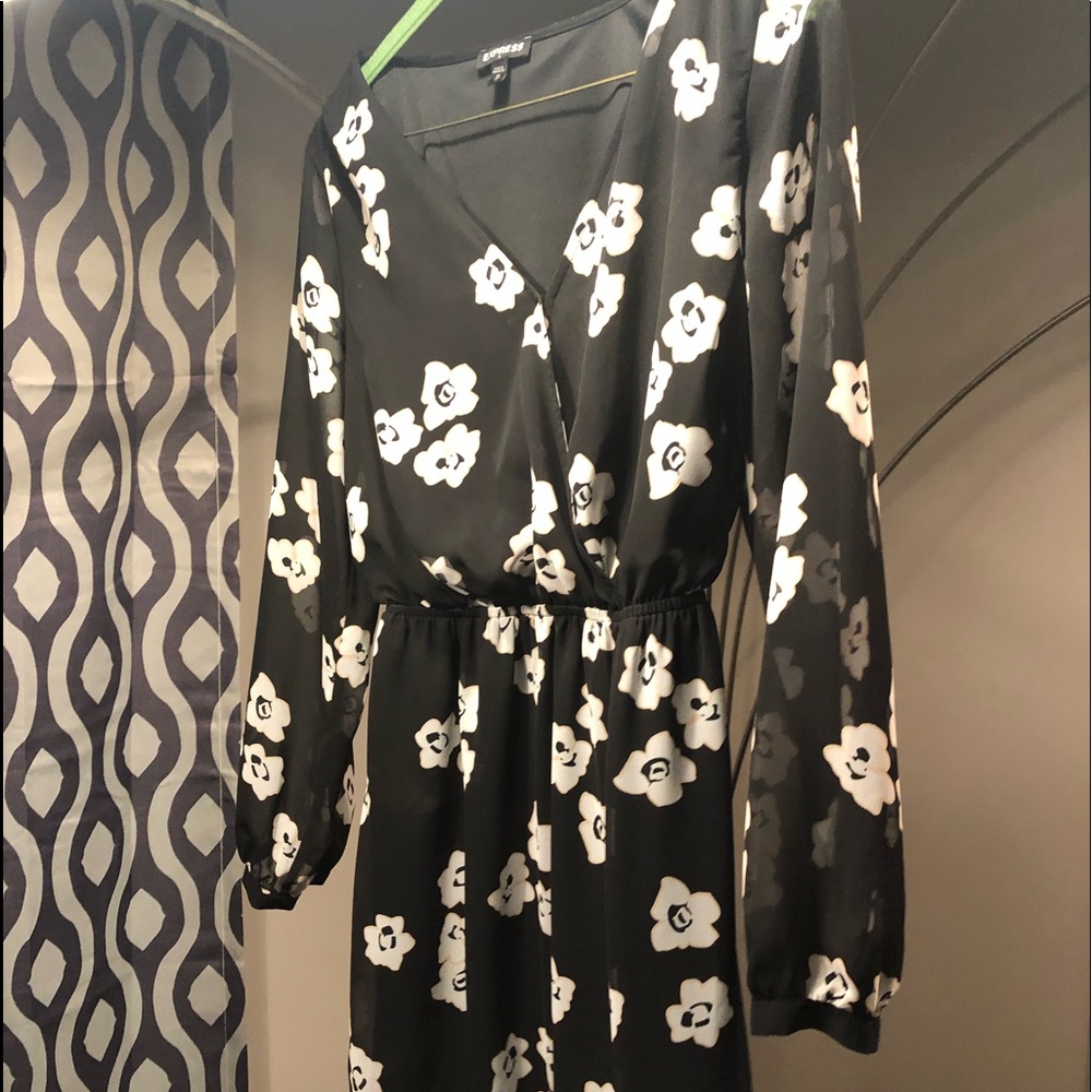 Black and white floral dress